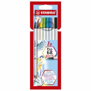 Marcador Stabilo Pen 68 Brush ESTUCHE x 8 CARTON