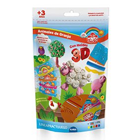 DIDO ANIMALES DE GRANJA (SET CON MOLDES 3D+ 4 MASAS + HERRAMIENTAS)