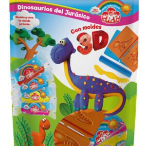 DIDO DINOSAURIOS DEL JURASICO (SET CON MOLDES 3D+ 4 MASAS + HERRAMIENTAS)