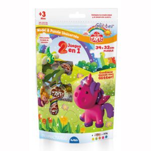 DIDO UNICORNIO MODEL & PUZZLE (SET ROMPECABEZAS+4MASAS GLITTER + HERRAMIENTAS)