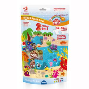 DIDO CORAL MODEL & PUZZLE (SET ROMPECABEZAS+4MASAS GLITTER + HERRAMIENTAS)